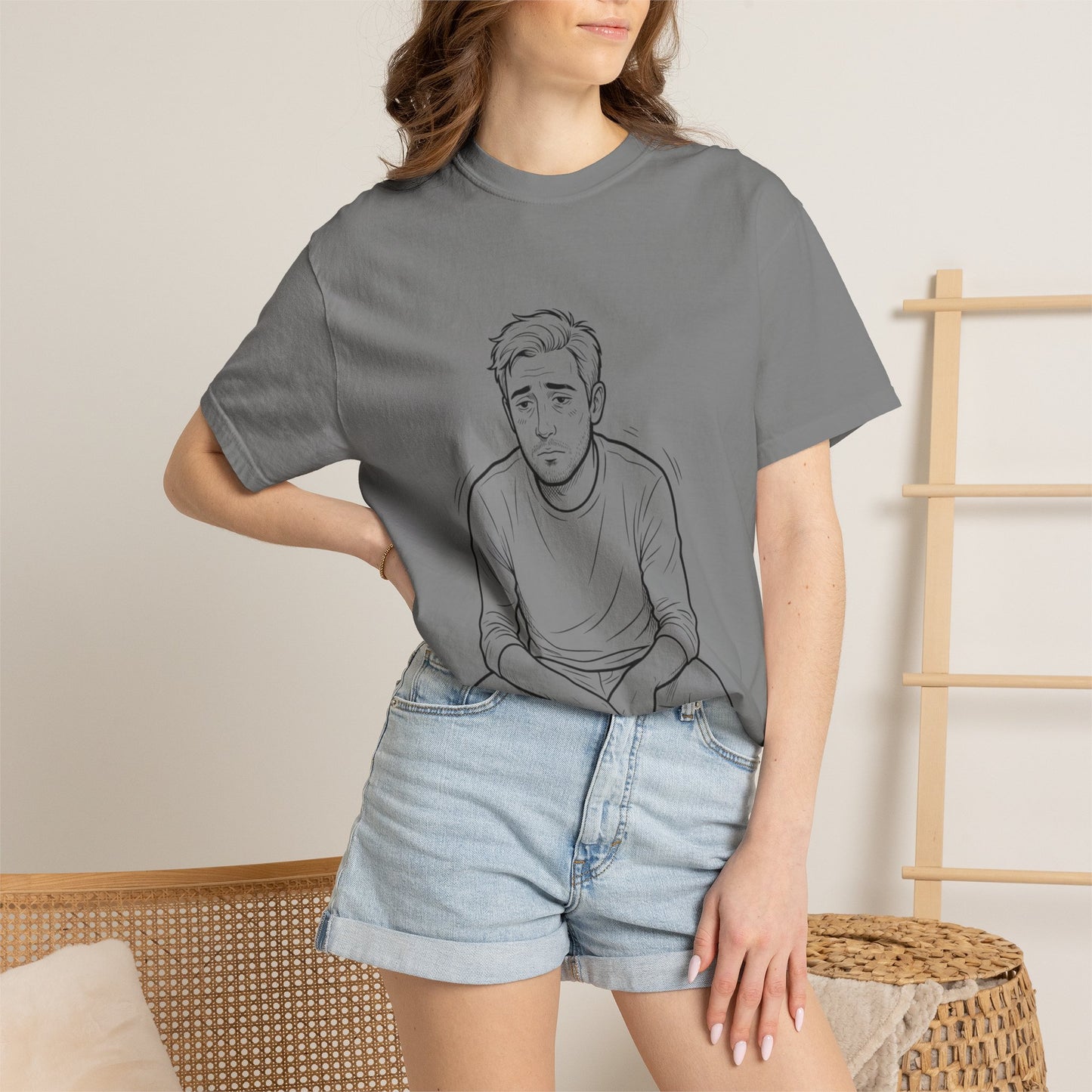 T‑Shirt — 'R.I.P. Twenties' Graphic Tee with Melancholic Seated Portrait