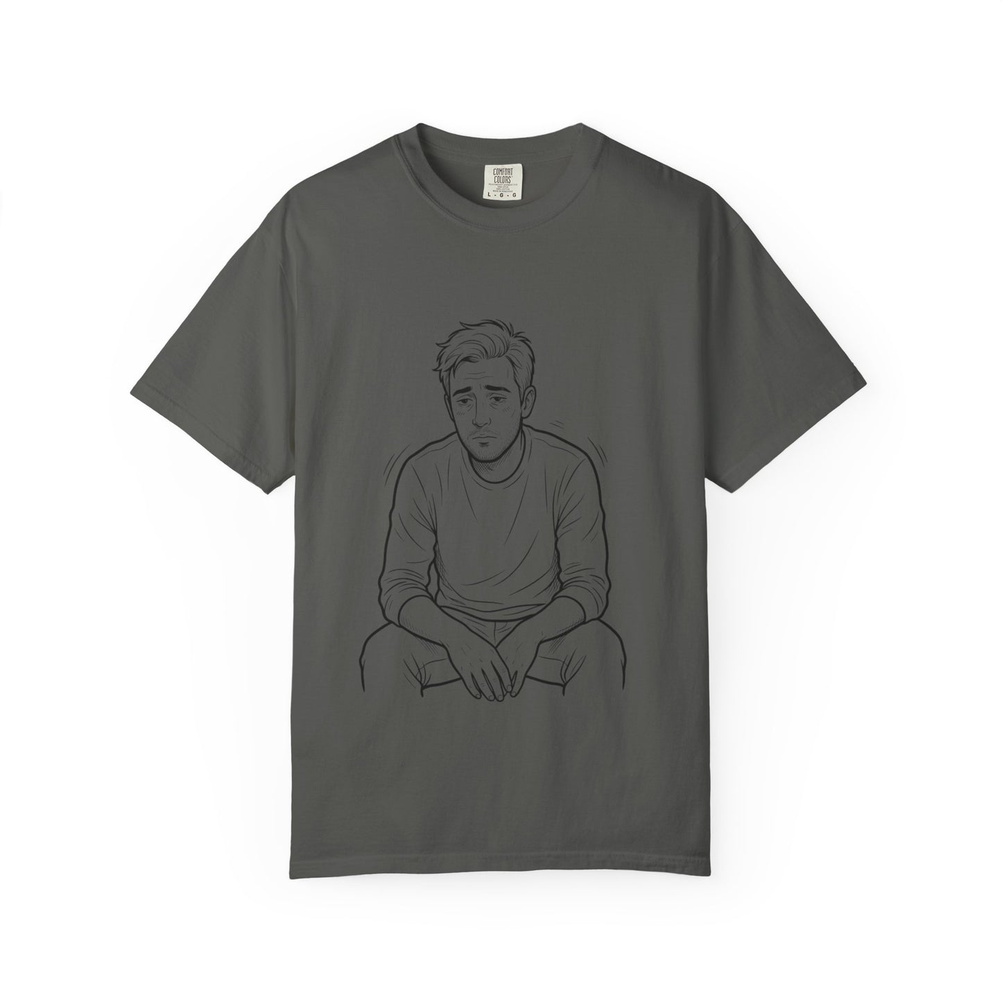 T‑Shirt — 'R.I.P. Twenties' Graphic Tee with Melancholic Seated Portrait