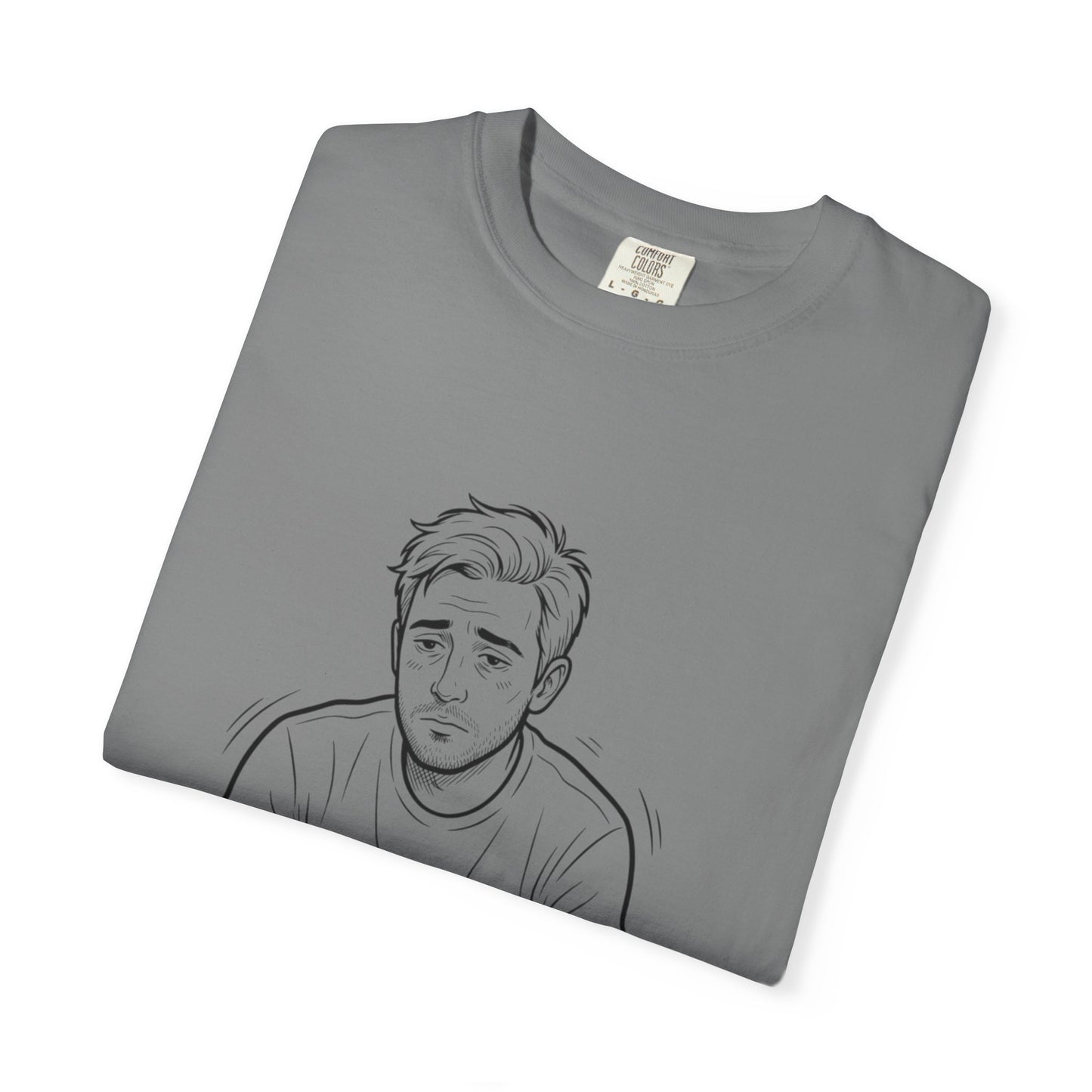 T‑Shirt — 'R.I.P. Twenties' Graphic Tee with Melancholic Seated Portrait
