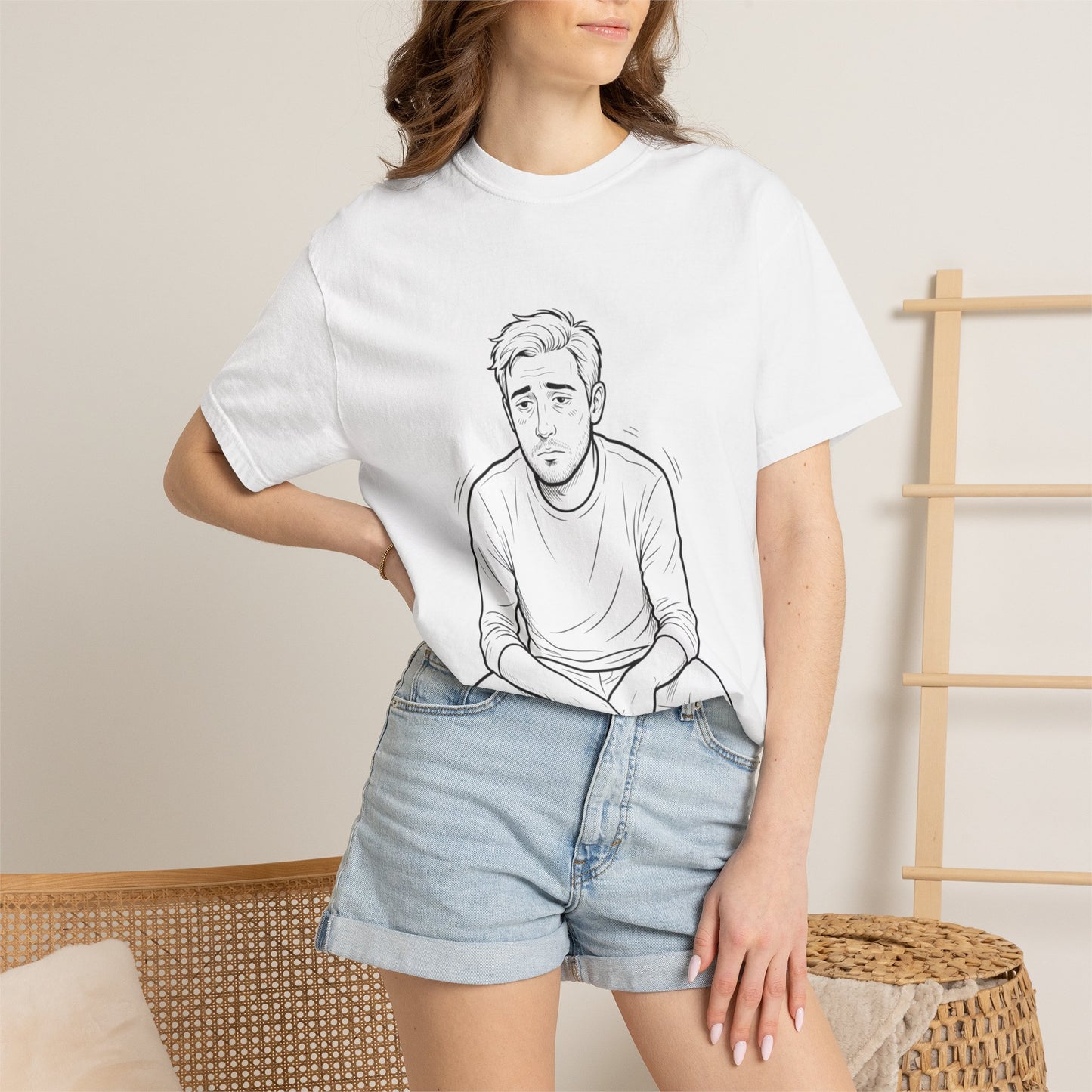 T‑Shirt — 'R.I.P. Twenties' Graphic Tee with Melancholic Seated Portrait