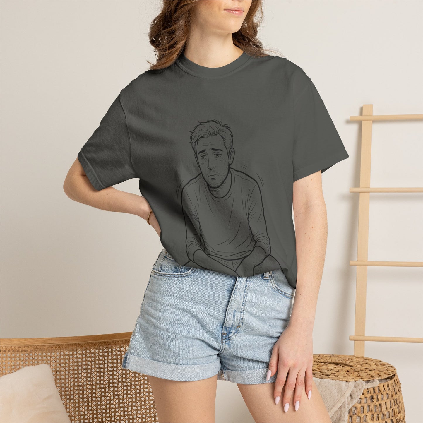 T‑Shirt — 'R.I.P. Twenties' Graphic Tee with Melancholic Seated Portrait