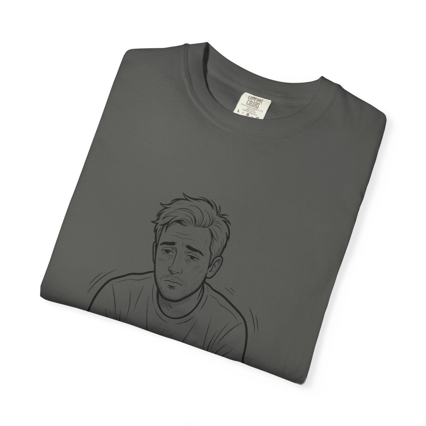 T‑Shirt — 'R.I.P. Twenties' Graphic Tee with Melancholic Seated Portrait