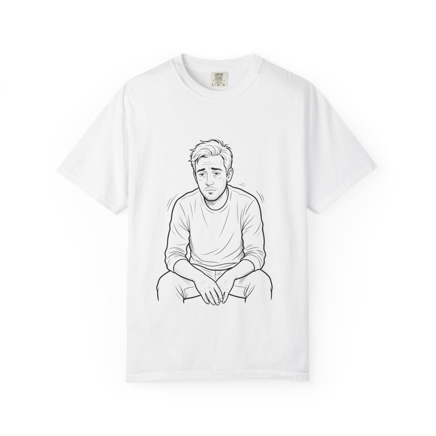 T‑Shirt — 'R.I.P. Twenties' Graphic Tee with Melancholic Seated Portrait